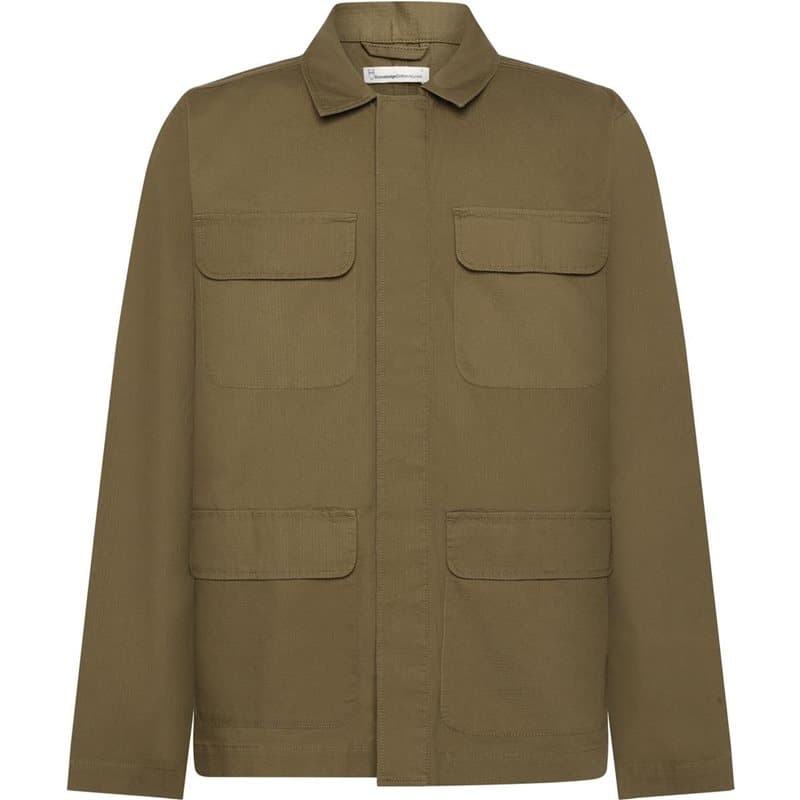 KnowledgeCotton Apparel Ribstop Overshirt Burned Olive