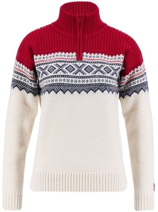 Ulvang Marius Half Zip naisten villapaita, Vanilla/ Red/New Navy
