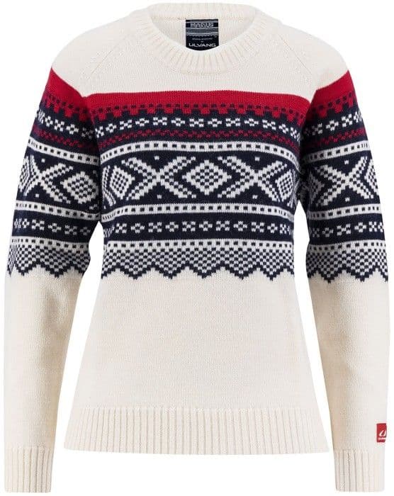 Ulvang Marius Roundneck naisten villapaita, Vanilla/ Red/New Navy