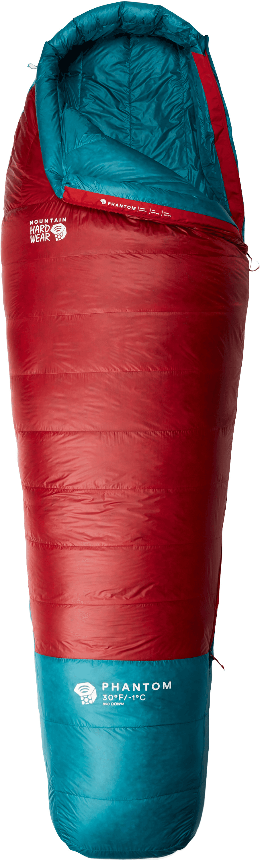 Mountain Hardwear Phantom -1C untuvamakuupussi, punainen/petrooli