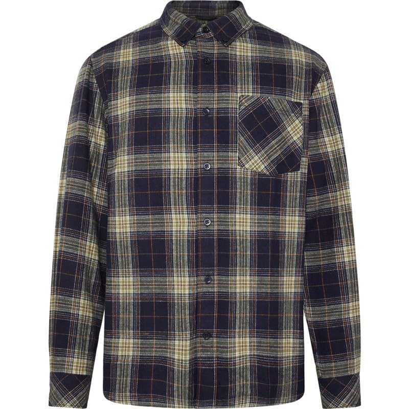 KnowledgeCotton Apparel Organic Cotton Checked Flannel Shirt GOTS Blue Check