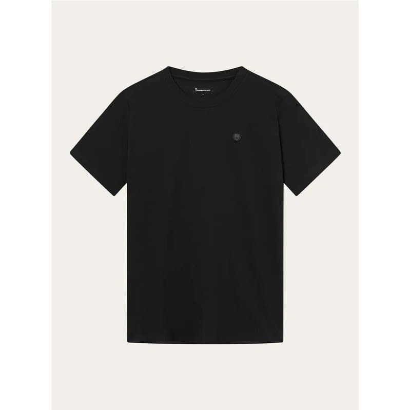 KnowledgeCotton Apparel LOKE badge tee - Regenerative Organic Certified Black Jet