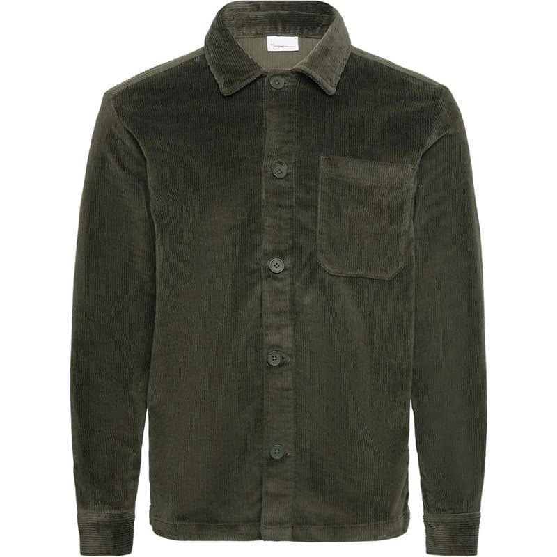KnowledgeCotton Apparel Organic Cotton Corduroy Overshirt GOTS Forrest Night
