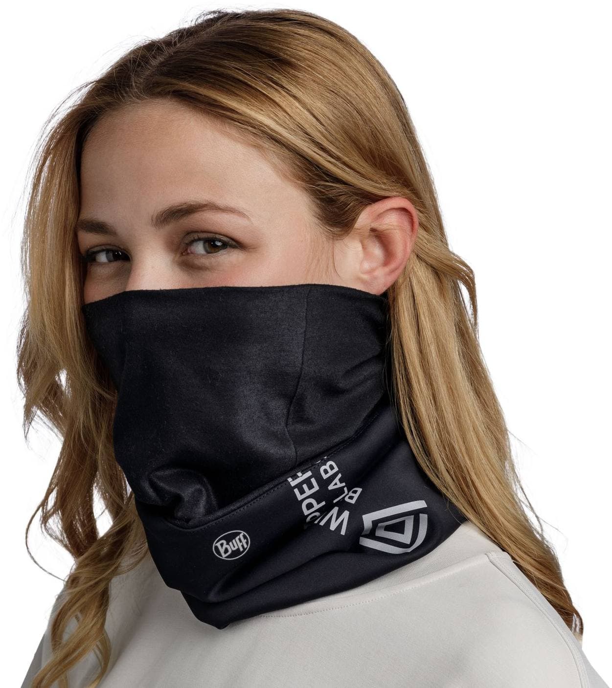 Buff Windproof Neckwarmer Logo Black