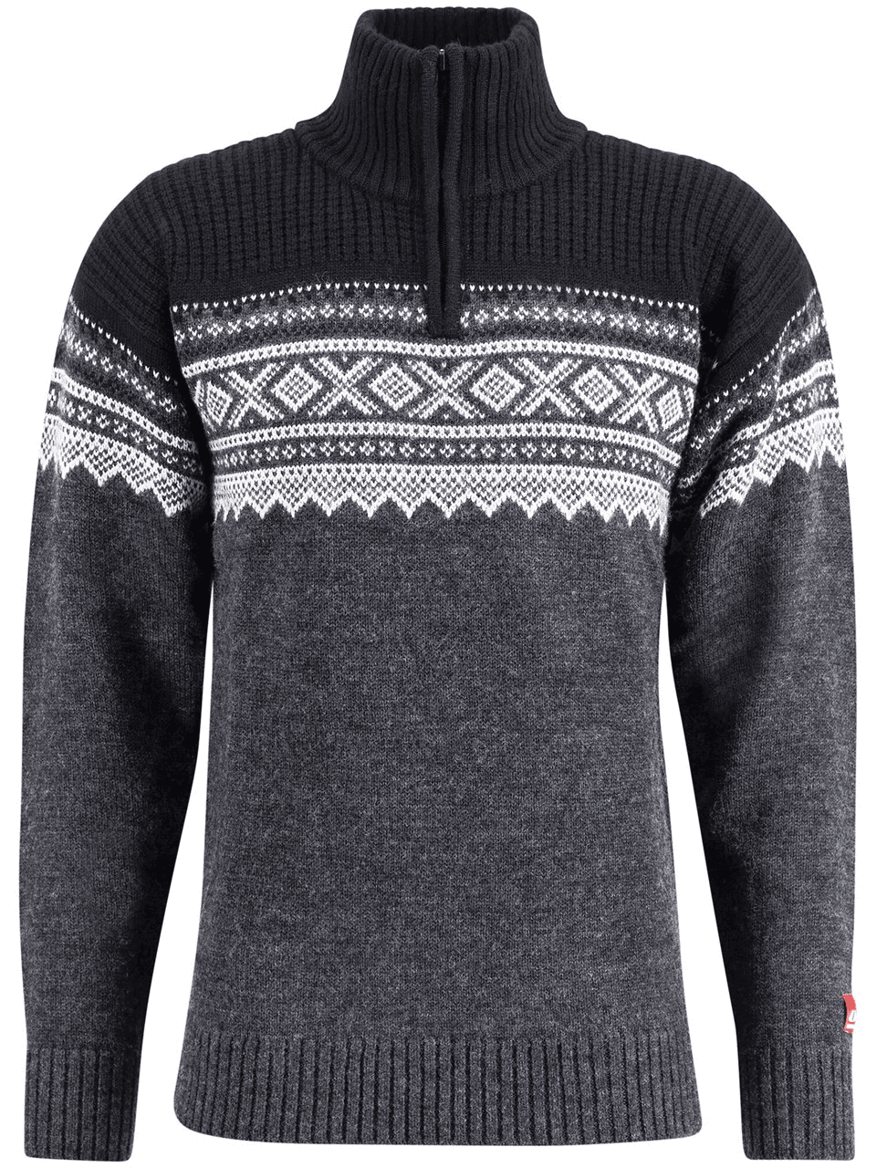 Ulvang Marius Half Zip merinoneulepaita, Charcoal Melange/Black/Vanilla