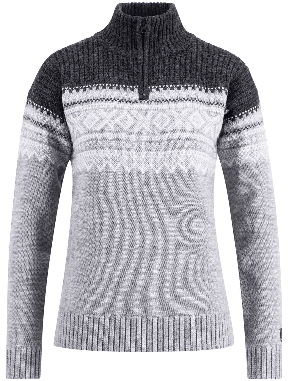 Ulvang Marius Half Zip naisten merinovillapaita, Grey Melange/Charcoal Melange/Vanilla