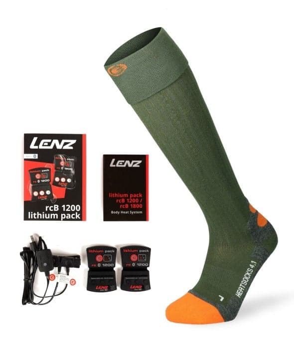 Lenz Set of Heat sock 4.1 + Lithium RCB 1200 Green/Orange