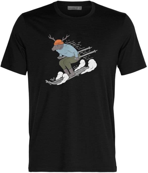 Icebreaker Tech Lite II SS Tee Ski Rider Black merinovillainen t-paita